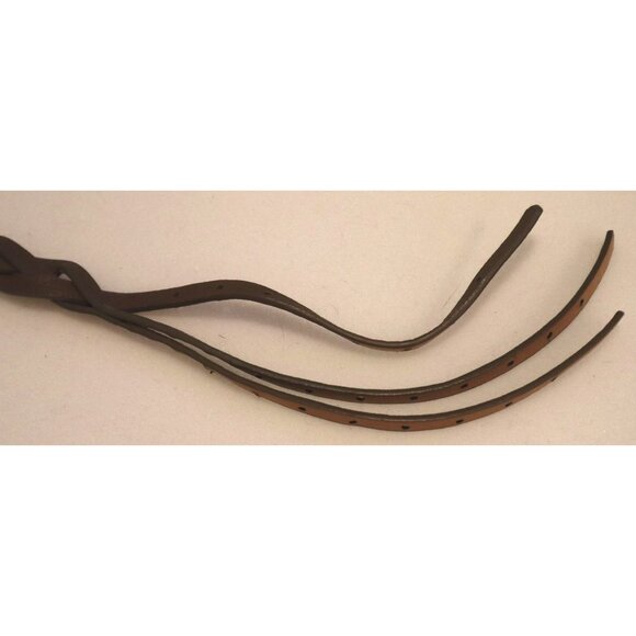 Brown Leather Braided Skinny Double Buckle Belt Adjustable Boho Minimalist - Picture 3 of 5